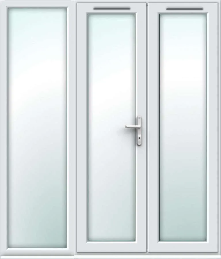 1790mm x 2090mm – White uPVC French Doors with Wide Side Panel
